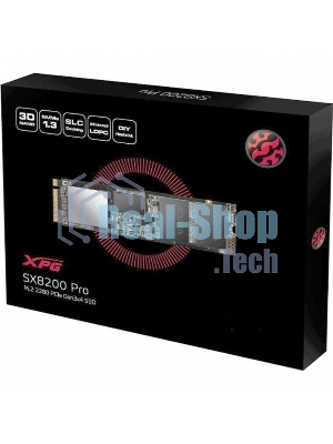 Накопитель SSD XPG SX8200 Pro, 512 Gb, PCIe 3.0 x4, M.2 2280, NVMe, R/W 3350/2350, с радиатором