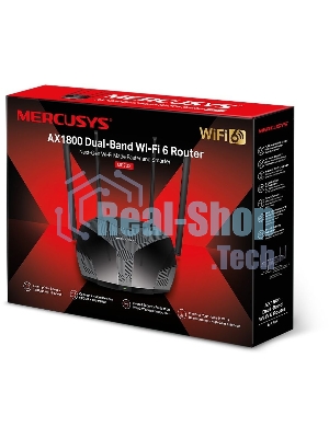 Роутер Mercusys MR70X AX1800 Dual-Band WiFi 6 Router, 574 Mbps at 2.4 GHz + 1201 Mbps at 5 GHz,4× Fixed External Antennas, 3× Gigabit LAN Ports, 1× Gigabit WAN Port, 1024-QAM, OFDMA, Router/Access Point Mode, MU-MIMO, WPA3, TWT, BSS Color