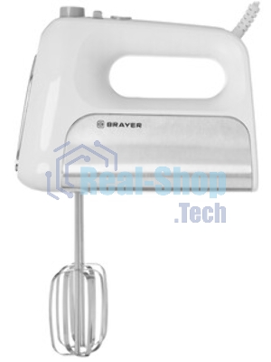 Миксер BRAYER BR1303, 500 Вт, корп.из нерж.стали, 5 режимов, 2 крюка, 2 венчика
