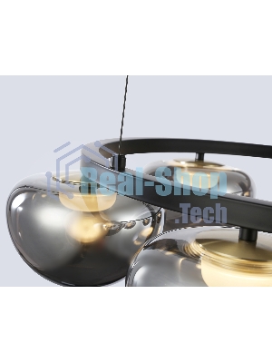 Подвесной светодиодный светильник Ambrella light LH12003/6 BK/GD/SM черный/золото/дымчатый 36W 3000K D760*175