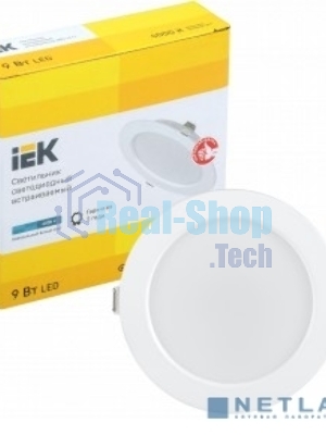 Светильник светодиодный Iek LDVO0-1612-09-4000-K01 ДВО 1612 белый круг 9Вт 4000К IP20 пластик. корпус, диам 118 мм