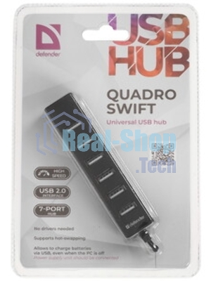USB-концентратор Defender Quadro Swift, USB 2.0, USB 7 портов, USB