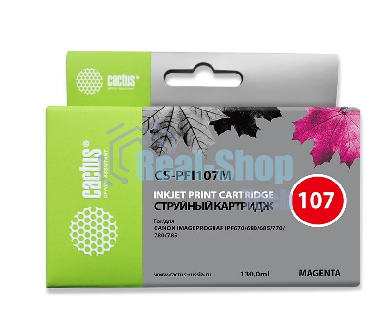 Картридж струйный Cactus CS-PFI107M пурпурный (130мл) для Canon IP iPF670/iPF680/iPF685/iPF770/iPF780/iPF785/