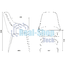 Стул для кухни Бюрократ KF-5_2 Light 19, комплект 2 шт серый металл черный на ножках