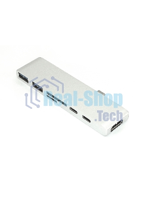 Адаптер Type-C на HDMI, USB 3.0*2 + Type-C* 2 + SD/TF для MacBook, серебро