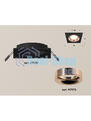 Комплект встраиваемого светильника Ambrella light XC7632006 SBK/PPG черный песок/золото розовое полированное MR16 GU5.3 (C7632, N7015)