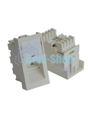 Вставка RJ-45 UTP Cat.5E, 22.5x45 мм угловая, с маркировкой, белая