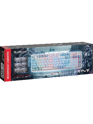 Клавиатура проводная Defender Hawk GK-418, USB, белый/голубой