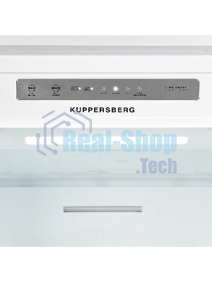 Встраиваемый холодильник Kuppersberg RBN 1961, High-Tech двухкамерный, полезный объем 334 л, суперохлаждение, суперзаморозка, функция отпуск, перевешиваемые двери (door slider), электронное управление, звуковая индикация открытой двери, NoFrost, зона свежести, LED освещение, инвертерный компрессор, энергоэффективность А++, уровень шума 35 дБ, белый