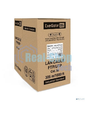 Кабель ExeGate SFTP 4 пары кат.5e медь, 24AWG, экран, бухта 305м, серый, PVC