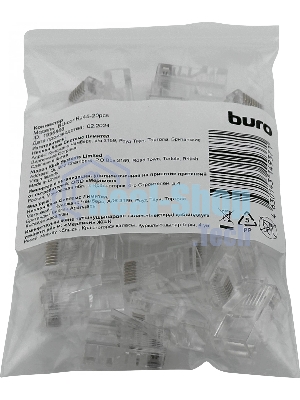 Коннектор Buro RJ45 прозрачный (упак.:20шт)