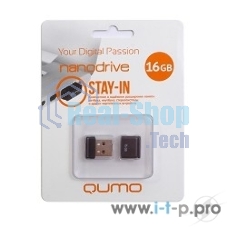 Флешка USB QUMO 16Gb, NANO QM16GUD-NANO-B черный