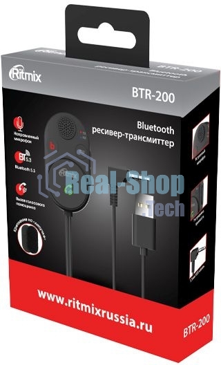 Автомобильный FM-модулятор Ritmix BTR-200 черный BT USB (80002461)