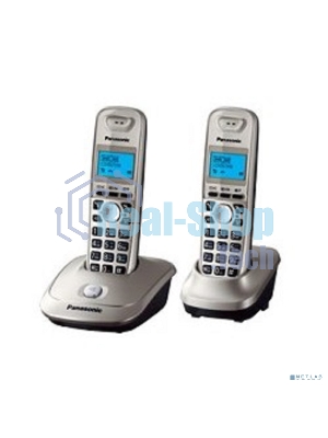 Телефон беспроводной (DECT) Panasonic KX-TG2512RUN (платиновый) Доп трубка в комплекте,АОН, Caller ID,спикерфон на трубке,полифония