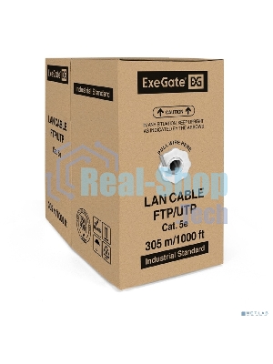 Кабель ExeGate SFTP 4 пары кат.5e медь, 24AWG, экран, бухта 305м, серый, PVC