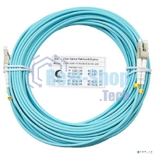 Комм. шнур оптический Cabeus Tight Buffer, Duplex LC/LC, OM3 50/125, LSZH, 15м, Ø 3мм, серый хвостовик, аква