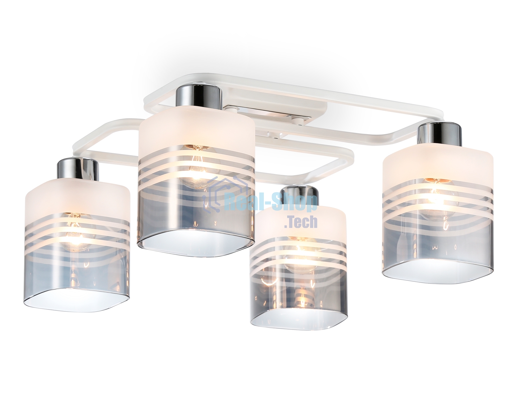 Светильник Ambrella light TR303205/4 WH/CH/SM/FR белый/хром/дымчатый/белый матовый E27*4 max 60W 370*370*200