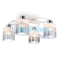 Светильник Ambrella light TR303205/4 WH/CH/SM/FR белый/хром/дымчатый/белый матовый E27*4 max 60W 370*370*200