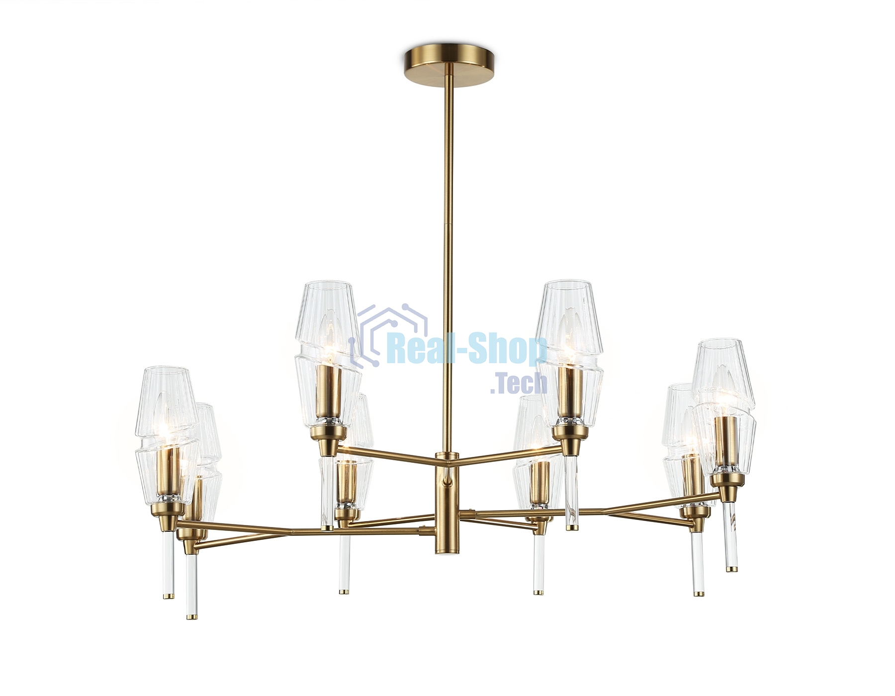Люстра Ambrella light LH55202/8 BS/CL латунь/прозрачный E14*8 max 40W D800*520
