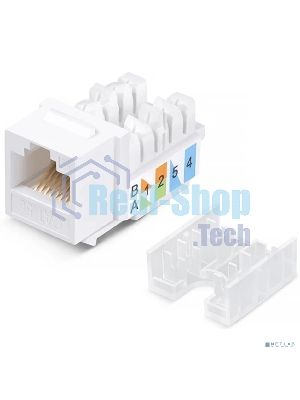 Модуль-вставка Keystone Jack RJ-45 ExeGate KJ-8P8C-SH-C6A-180-TL (Кат.6A, экранированная, 180 градусов, IDC Toolless (без инструмента))