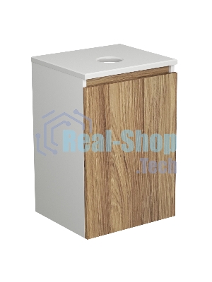Тумба с раковиной и выпуском (Тумба Bau Dream Blackwood 40, умывальник BAU Mini 24х24, выпуск клик клак, белый)