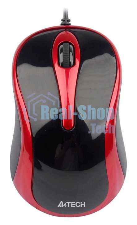 Мышь A4Tech N-360-2 (черный+красн.) USB, 2+1 кл.-кн.,провод.мышь