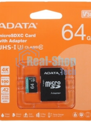 Флеш карта SD ADATA 64Gb ADATA Premier Pro SDXC Class 10 UHS-I U3 V30S 95/60 MB/s