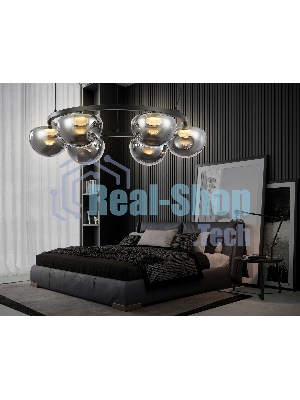 Подвесной светодиодный светильник Ambrella light LH12003/6 BK/GD/SM черный/золото/дымчатый 36W 3000K D760*175