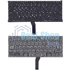 Клавиатура для ноутбука MacBook A1369 2011+ черная с подсветкой, плоский ENTER