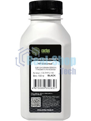 Тонер Cactus CS-THPU-100 черный флакон 100гр. для принтера HP Universal Q2612A/Q5949A/CE505A/7115/Q6511/7516/Q4092