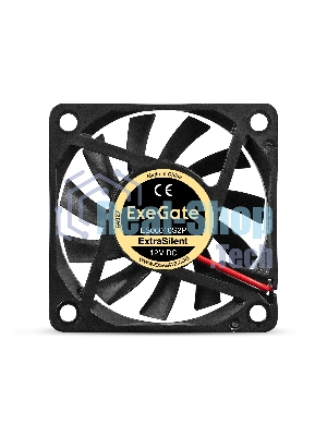 Вентилятор 12В DC ExeGate ExtraSilent ES06010S2P (60x60x10 мм, Sleeve bearing (подшипник скольжения), 2pin, 2000RPM, 16dBA)