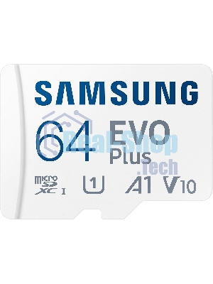 Флеш карта microSDXC 64GB Samsung EVO Plus Memory Card Samsung UHS-I U1 Class 10, Adapter, 130 MB/s, 10000 циклов, - 25°C to 85°C, RTL Samsung MB-MC64KA