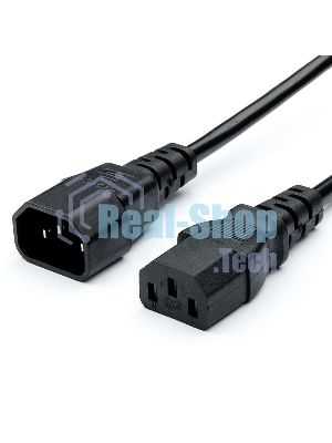 Кабель питания GoPower C14 (m)-C13 (f) 1.8м ПВХ удлинитель черный (1/10/100)
