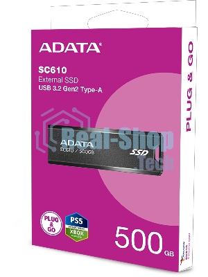 Внешний SSD ADATA SC610, 500Gb, USB Type-A, R/W 550/500 Mb/s черный