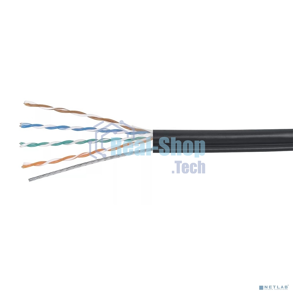 Кабель витая пара Cabeus UTP-4P-Cat.5e-SOLID-OUT-PE-UV U/UTP 5e кат. 4 пары (24 AWG), одножильный, для внешней прокладки, PE-UV (305 м)
