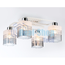 Светильник Ambrella light TR303205/4 WH/CH/SM/FR белый/хром/дымчатый/белый матовый E27*4 max 60W 370*370*200