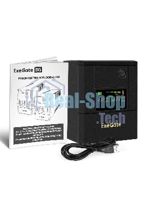Источник бесперебойного питания ExeGate Smart LB-2000.LCD.AVR.4SH.USB (2000VA/1200W, цветной LCD, AVR, 4*Schuko, USB, батарея 12V 9Ah - 2 шт., металлический корпус, Black)