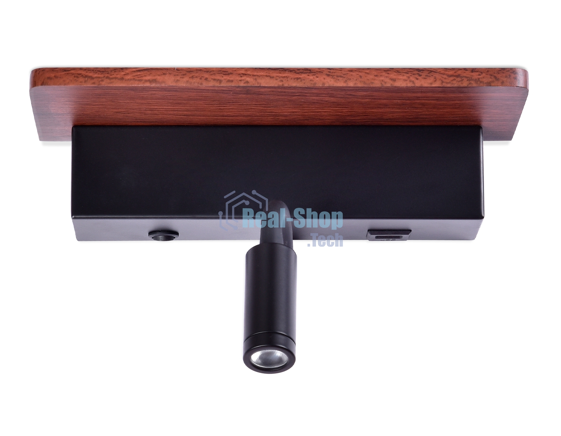 Настенный светодиодный светильник Ambrella light FW291 BK/DW черный/темное дерево LED 4200K+3000K 6W+1W 265*110*130