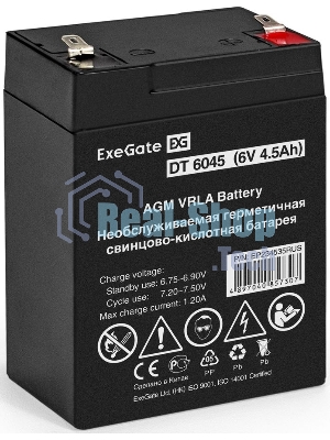 Батарея для ИБП ExeGate EP234535RUS DT 6045/EXG645 (6V 4.5Ah) клеммы F1