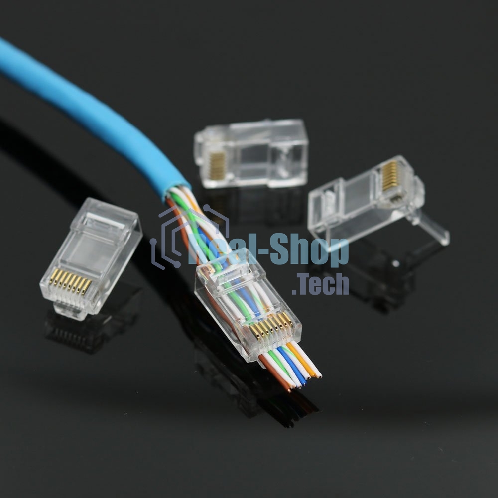 Коннектор RJ-45 (8P8C) LC-PTU-01/10 вилка универсальная. cat.5e. со сквозным отверстием(10 шт.)