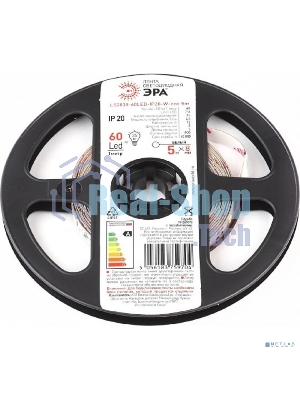 Лента светодиодная ЭРА LS2835 -4,8-60-12-6500K-IP20-1 year-5m