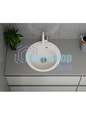 Мойка для кухни BAU Dream Pro D 48, без выпуска, белый песок