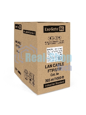 Кабель ExeGate SFTP 4 пары кат.5e медь, 24AWG, экран, бухта 305м, серый, PVC