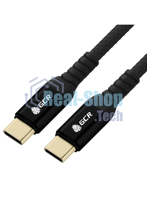 Кабель GCR Greenconnect 1.0m Type-C-C POWER DELIVERY 18 W, нейлон, черный, AL корпус, GOLD, GCR-56750
