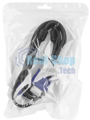 Кабель VGA Pro Cablexpert CC-PVGA-1.8M, 15M/15M, 1.8м, экран, феррит. кольца, пакет