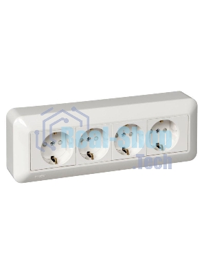 Розетка WESSEN RA16-411M-BIПрима Бел 4-я с/з с з/ш 16А наружная в сборе с монт.пласт.