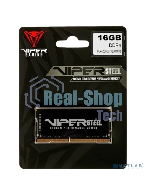 Оперативная память Patriot Steel Series, DDR4, 16GB (1x16 GB), 3200 MHz, CL22, радиатор, черный, SO-DIMM