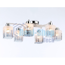 Светильник Ambrella light TR303207/6 WH/CH/SM/FR белый/хром/дымчатый/белый матовый E27*6 max 60W 710*400*200