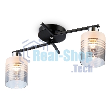 Светильник Ambrella light TR303211/2 BK/CH/SM/FR черный/хром/дымчатый/белый матовый E27*2 max 60W 500*170*200