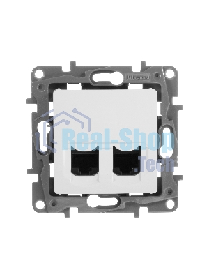 Двойная розетка RJ 45 - категория 5е - UTP - Etika - белый